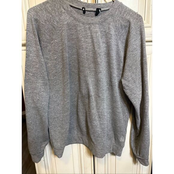 Monrow Women's Crew Neck Original Fleece Vintage Raglan Pullover Gray Medium - Picture 6 of 7